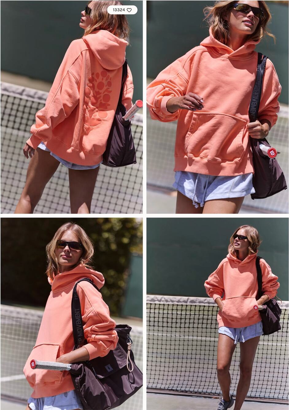 NWT FLAWED FP Movement A Cut Above Flocked Buti Logo Hoodie | Coral | Size S